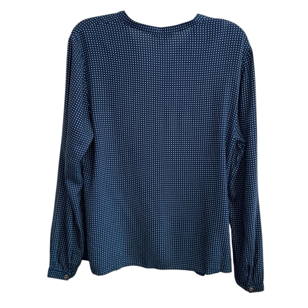 TOMMY HILFIGER Rosini V-Neck Blue Polka Dot Tunic Blouse Size Large - Picture 3 of 12